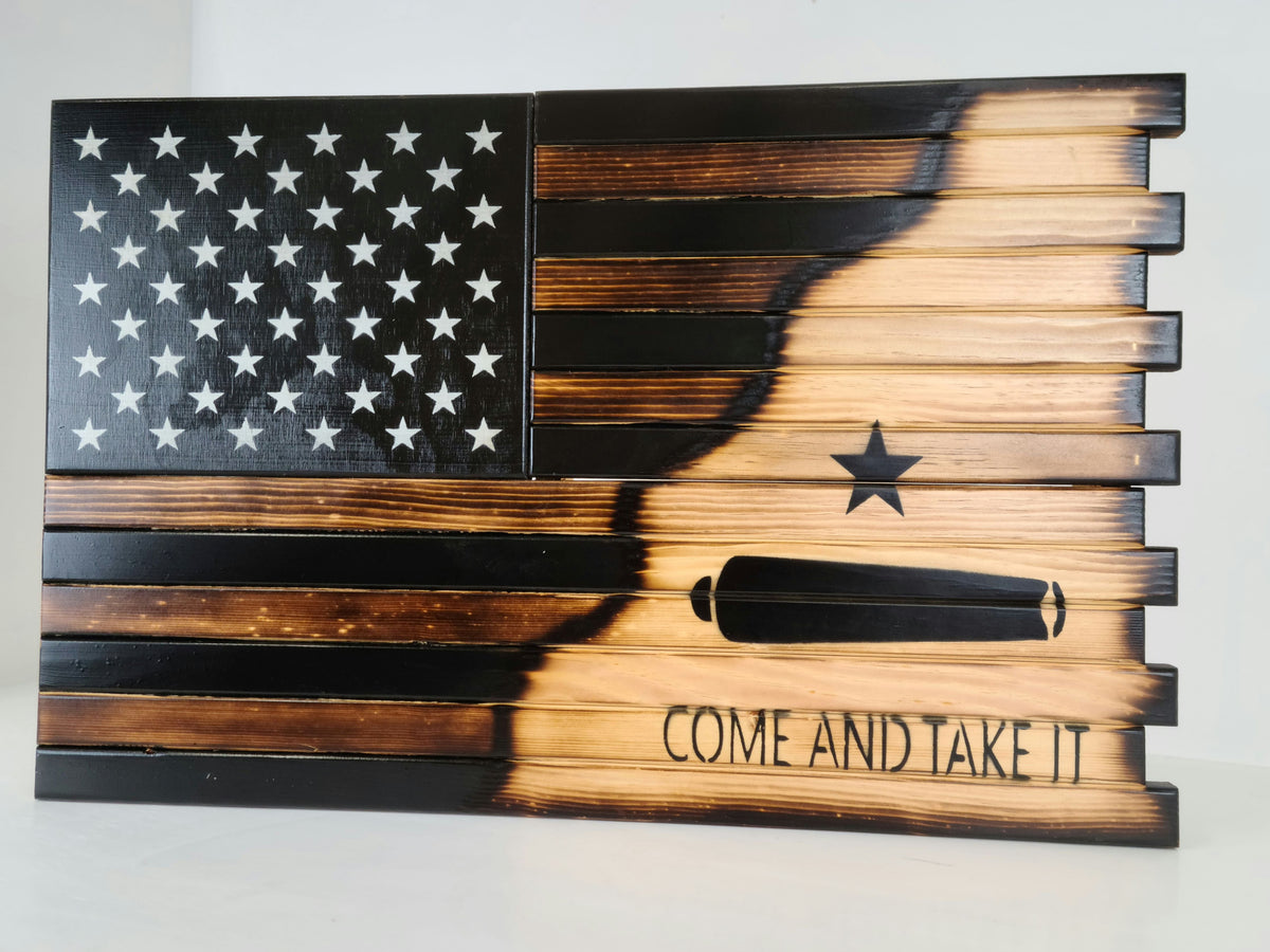 Premium 2 Compartment Gun Case - Half Flag & Half Logo Designs